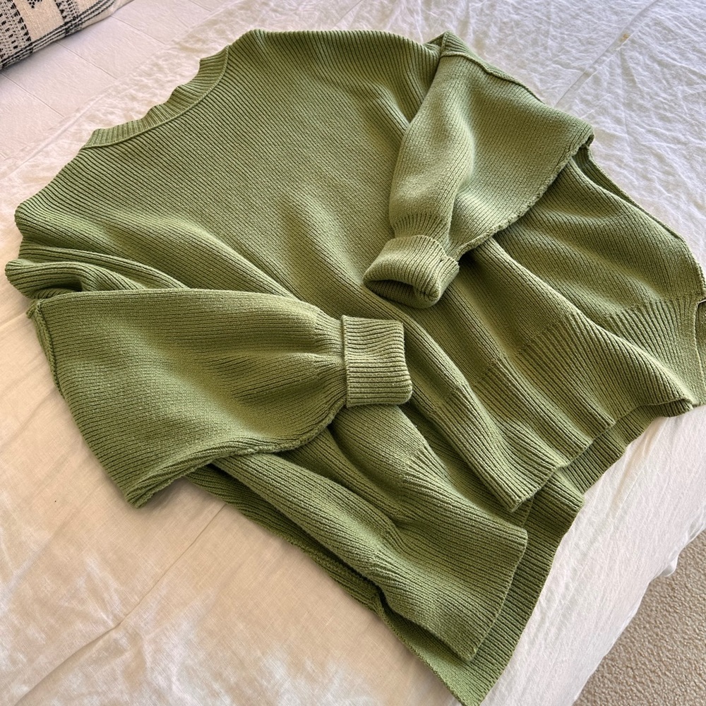 Green Free People "Easy Street Tunic" sweater